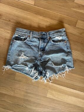 Levi Distressed Light Blue Denim Jean Shorts for Women